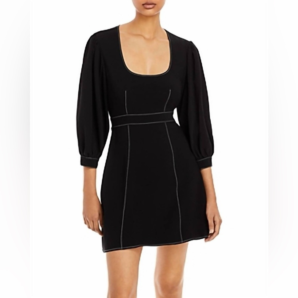 CINQ A SEPT Clarissa Mini Contrast-Stitch Crepe Dress Size  2